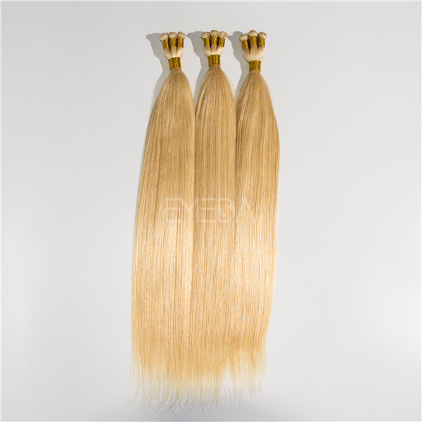 Grade 8A hand tied bleach blonde hair extensions YJ80